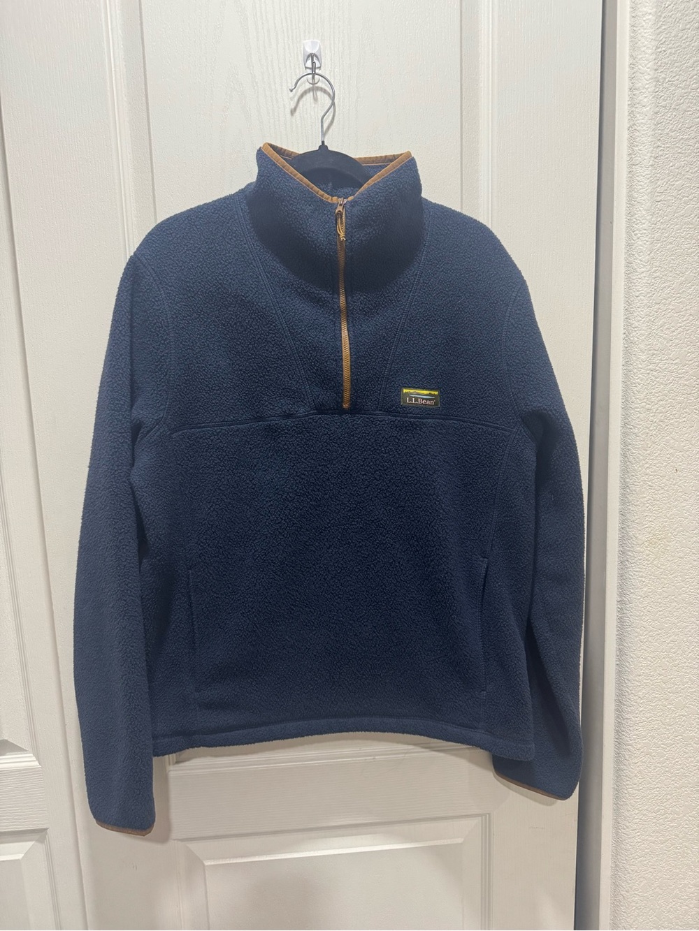 L.L.Bean Navy Fleece Quarter Zip Pullover Jacket Medium